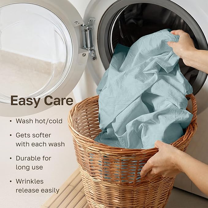 California Design Den Luxury Twin Sheet Set - 100% Cotton, 600 Thread Count Deep Pocket Twin Sheets, Soft Hotel-Quality Bedding with Sateen Weave - Seafoam