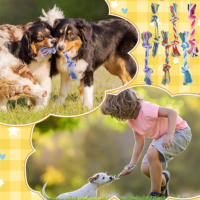 100 Pieces Knot Rope Dog Toys Multi Color Puppy Chew Toy Cotton Puppy Toys Dental Dog Teething Toys 2 Knot Dog Tug for Small and Medium Dogs Aggressive Chewers Supplies