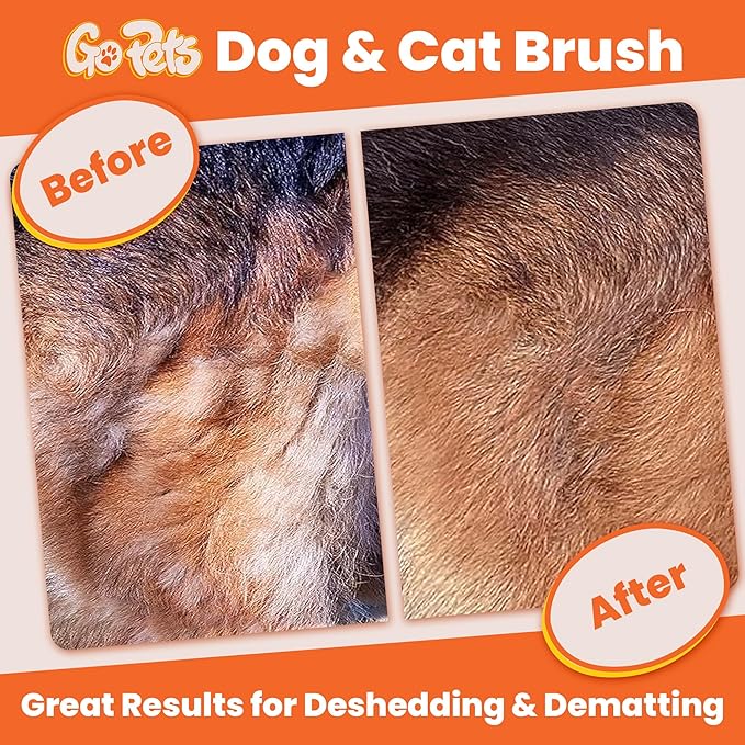 GoPets Dematting Comb for Dogs, Pet Grooming Rake, Double-Sided Dog Brush for Shedding, Deshedding Brush for Cats, Undercoat Mat Dematting Tool for Long Haired Cats, Cat Comb for Grooming Matting Hair
