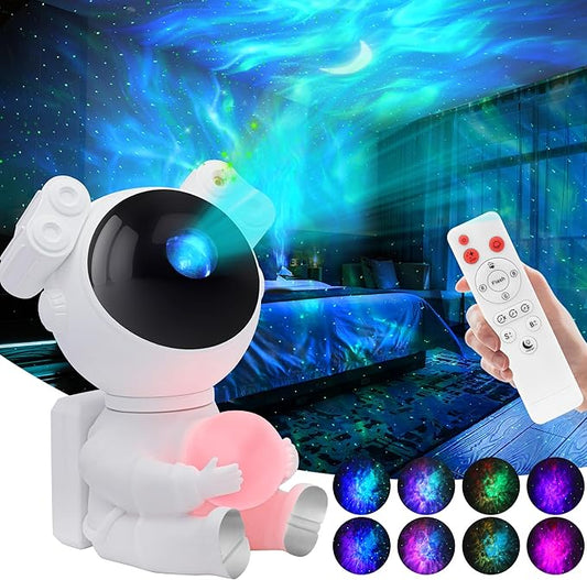 KIMHY Astronaut Galaxy Projector for Bedroom Kids Adults, 2 in 1 Star Projector Galaxy Night Light with Moon Lamp 8 Colors Effects, Space Light for Room Decor, Boy & Girl Birthday, Christmas