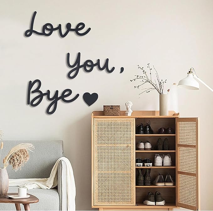 Love You Bye Wood Sign Above Door, Wooden Decor Sign for Home,Windows and Walls Art Decor (Black, Large size)