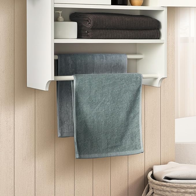 Bathroom Wall Cabinet with Door, Over The Toilet Wood Hanging Medicine Cabinets with DIY Lighting for Laundry Room Kitchen Storage