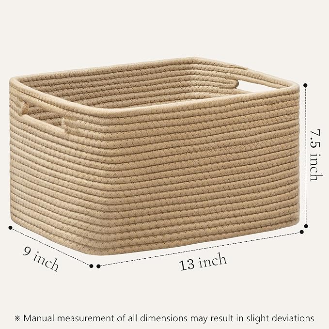 UBBCARE 4 Pack Storage Basket for Shelves, Woven Baskets for Organizing, Durable Organizer Baskets Storage Bins for Bookshelf, Toys, Towels, Clothes, 13''Lx9''Wx7.5''H, Brown