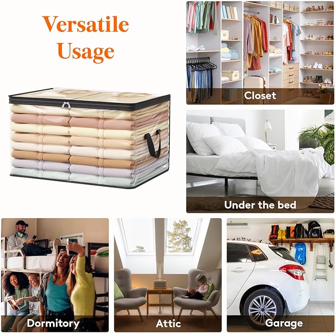 Lifewit 90L Large Clear Clothes Storage Bags, 4 Pack Plastic Comfort Blanket Storage, Vinyl Foldable Moving Bags with Zipper and Reinforced Handles, Closet Organizers Containers for Bedding, Duvet