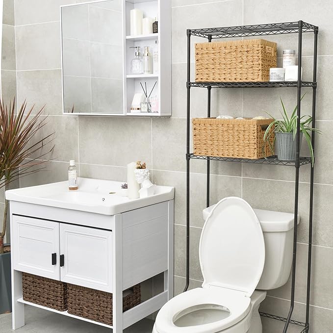 GRANNY SAYS Wicker Storage Baskets, Woven Baskets for Shelves, Waterproof Baskets for Organizing, Wicker Baskets with Handles, 2-Pack