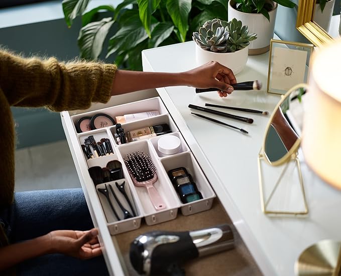 Joseph Joseph Viva - Modular 7-piece Makeup Beauty Drawer Organiser Set, Storage Boxes dividers for makeup, beauty grooming items, cosmetics, hair accessories