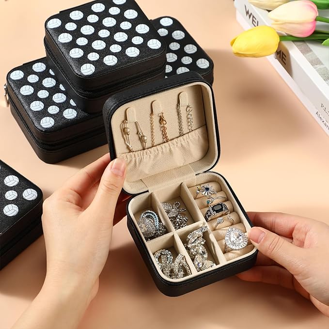 12 Pcs Volleyball Gifts for Team Bulk Volleyball Jewelry Box Small Portable Case for Team Coach Supplies (Black)