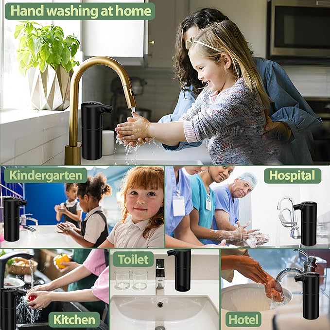 YIKHOM Automatic Foaming Soap Dispenser, 15.37 oz/450mL Touchless Sensor Soap Dispenser for Kitchen Bathroom, 8 Adjustable Volume Control, 2000mAh Battery Rechargeable, Hands Free Foam Soap Pump