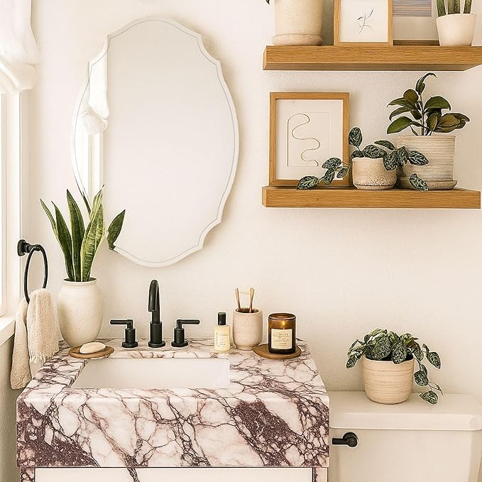 TOMACE Frameless Assymetrical Oval Medicine Cabinet with Beveled Mirror Irregular Surface Bathroom Medicine Cabinet Mirror with Storage for Bathroom, 20'' W x 30'' H