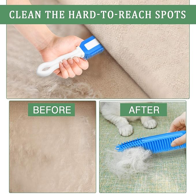 3 Pieces Pet Hair Remover - Car & Auto Detailing Brush, Lint Remover for Dogs Cats, Rubber Massage Brush for Furniture, Car Interiors, Carpet
