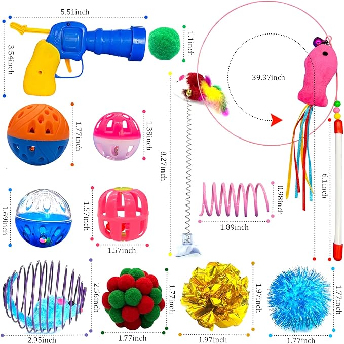 HerMia Cat Toys Bulk, Interactive Kitten Toys Variety Pack for Indoor Cats 84 Pieces