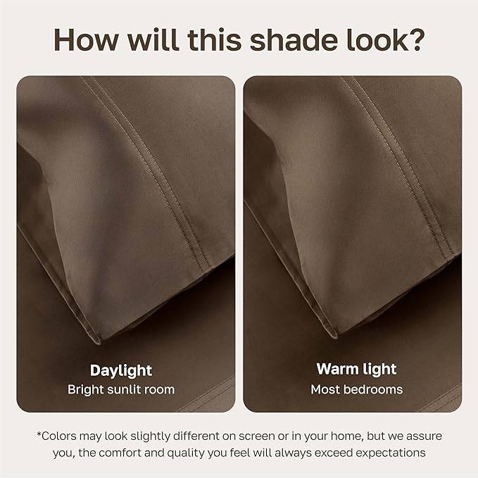 California Design Den 600 Thread Count Sheets King, 100% Cotton Sheet, Sateen, King Size Bed Sheets, Soft, Cooling, Hotel-Quality Bedding with Deep Pockets (Mushroom - Taupe Brown)