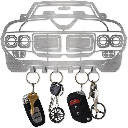 MOOH Metal Automotive Key Holder with 6 Hooks - Unique Wall Mounted Car Lovers Gifts for Men & Women - Cool Man Cave Decor