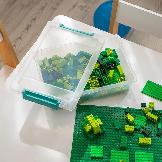 IRIS USA 2 Qt. Plastic Storage Bins Containers with Lids, 6 Pack, Small Sensory Bin, Craft Storage, Craft Organizers & Storage, Organizing Container for Home, Office & Art Supplies, Stackable, Clear