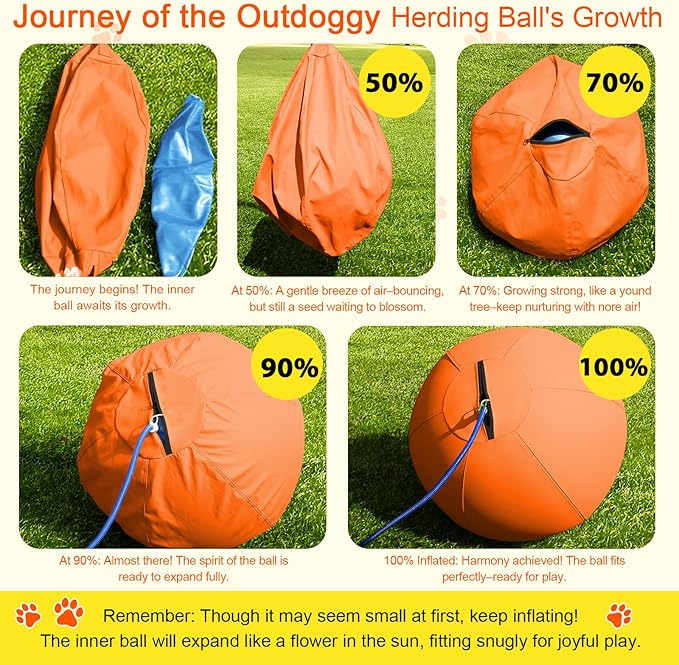 Herding Ball for Dogs 22 Inch - Dual-Layer Durable Herding Ball for Australian Shepherds, Border Collies & Cattle Dogs | Outdoor Herding Toy for Medium/Large Dogs - Backyard Training and Play-Orange