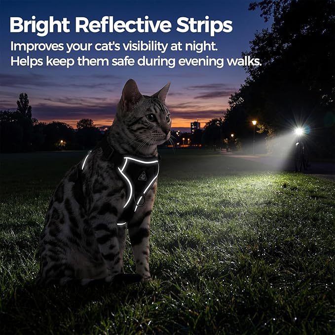 Cat Harness and Leash Set Escape Proof Tactical Medium Kitten Harness Emotional Support Cat Vest, Brown, M