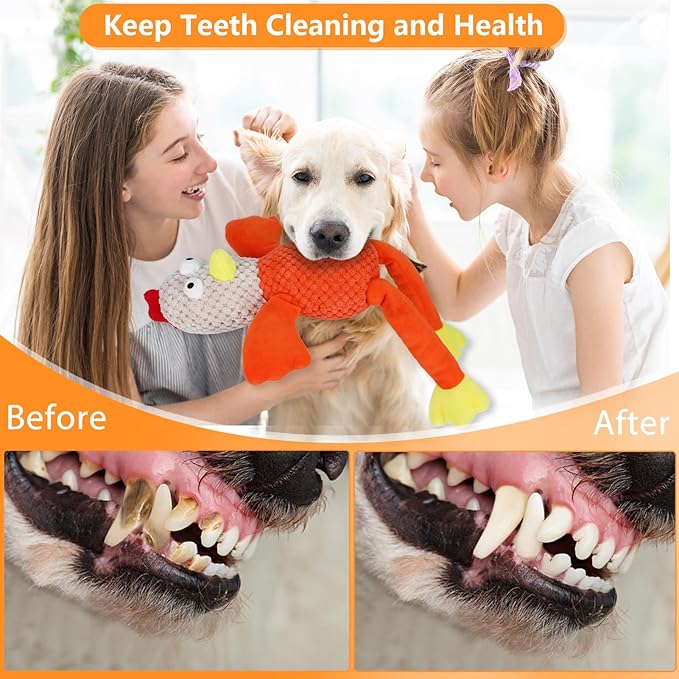 Squeaky Large Dog Toys with Crinkle Paper, Interactive Puppy Toys, Tough Dog Pull Toy, Tug of War Dog Chew Toys for Small, Medium, Large Dogs