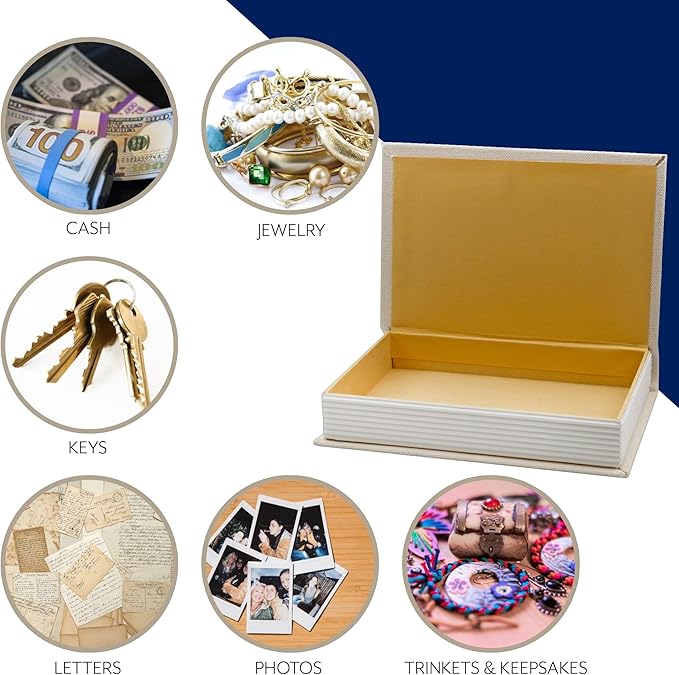 AuldHome Design Faux Book Stack (Cream); Blank Set of 3 Decorative Books for DIY Crafts and Home Decor