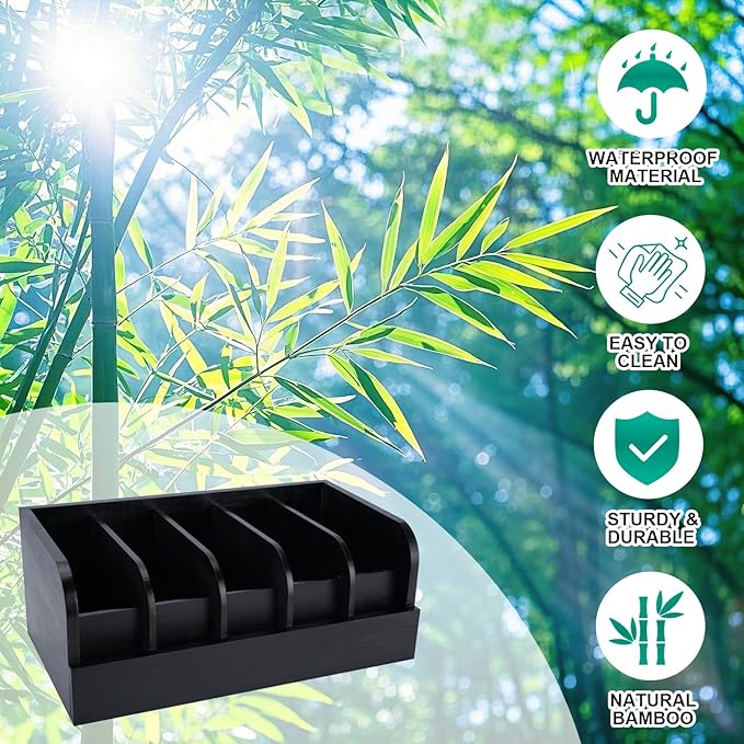 GTI Belt Organizer, 5 Compartments Belt Organizer for Closet and Drawer, Bamboo Display Case for Tie and Belt, Belt Storage Organizer for Men Women (Black)