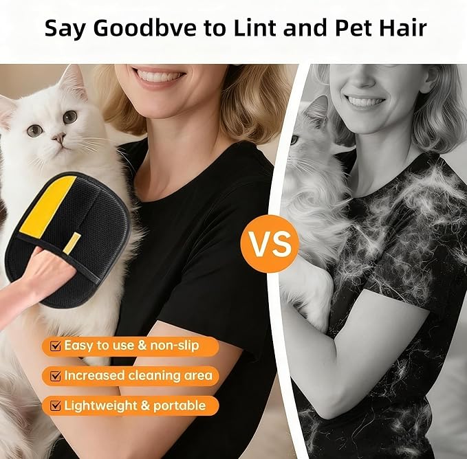 2026 Thickened Electrostatic Pet Hair Removal Gloves for Dogs & Cats，Reusable & Washable Cat Hair Removal Glove, Pet Hair Remover Tool for Furniture Clothing, Couch, Carpet, Car Seat, Bed