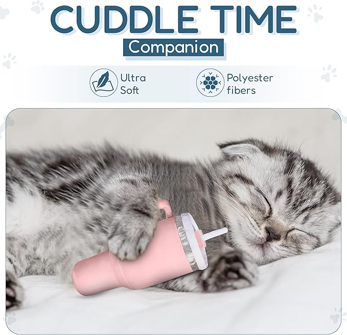 Kitty Cup Catnip Toy - Christmas & Birthday Cat Gift Toy with Catnip & Crinkle, Funny Stocking Stuffer for Girl Indoor Kitten (Pink Peach Dust)