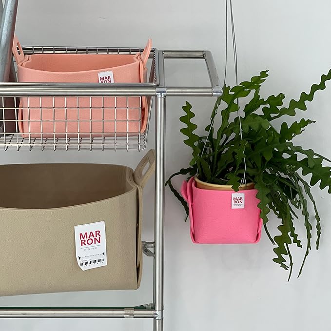 Collapsible Felt CHARCOL Storage Bin Small 7.1"x5.1"x5.1" – Foldable Basket with Handles for Closet, Toy Storage, Laundry Room Organization, Decorative Storage Baskets for Shelves, Nursery