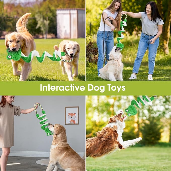 Duty Dog Rope Toys with Crinkle Paper & Squeaker - Interactive Tug of War Pull Toy for Puppy Boredom, Teeth Cleaning -Tough Chew Toys for Small, Medium, and Large Breeds