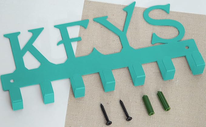 FairyCity Keys Holder for Wall Metal Vintage Keys Hook-25cm*12.8cm Home Decor Key Hanger Decorative with 7 Hooks,Blue