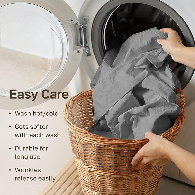 California Design Den Luxury King Size Sheet Set - 100% Cotton, 600 Thread Count Deep Pocket King Sheets, Hotel-Quality Bedding with Sateen Weave - Mist Grey