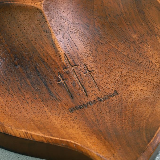 Heart Prayer Bowl Wooden with 24 Prayer Cards, Christian Congregation Religious Prayer Gifts (Retro colors)