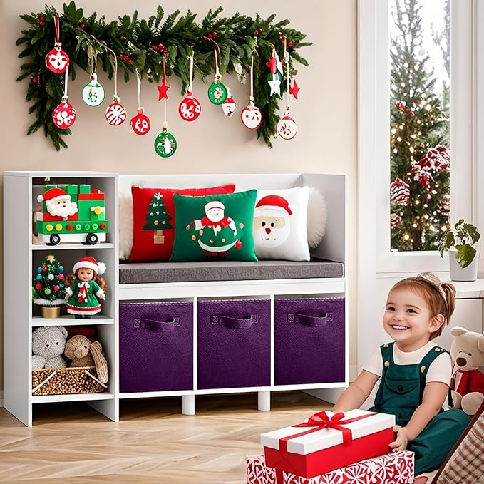 ShellKingdom Storage Bins, Foldable Fabric Storage Cubes And Cloth Storage Organizer Drawer For Closet And Toys Storage, 6 Pack (Purple)