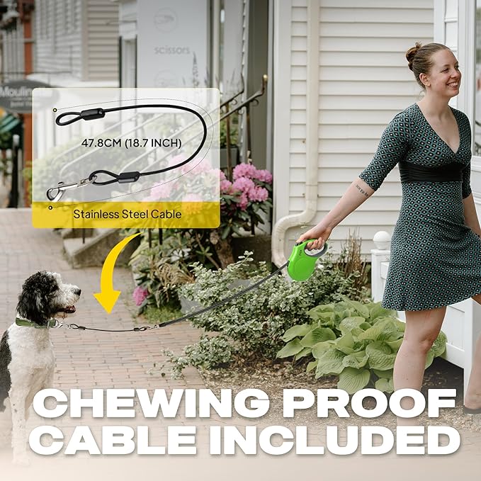 Fida Retractable Dog Leash, 16ft Heavy Duty Pet Walking Leash for Large Dog up to 110 lbs, Tangle Free. One-Hand Brake (Large, Green)