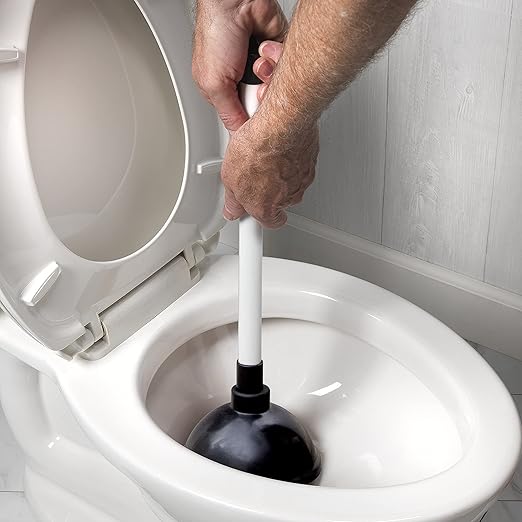 LDR 512 3310A Toliet Handle Double Thrust Rubber Force Cup Removes Clogs for Bathrooms, Kitchens, Baths, Showers, Powerful Commercial and Residential, Plastic Flange Plunger