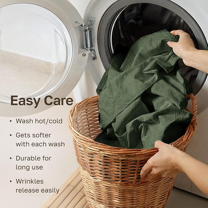 California Design Den King Deep Pocket Sheets Set - Luxury 600 Thread Count 100% Cotton Sheets King Size, Sateen, Hotel-Quality, Better Than Egyptian Cotton Sheets - Dark Olive Green