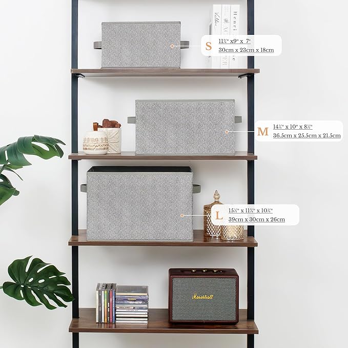 GRANNY SAYS Storage Baskets for Shelves, Fabric Storage Bins with Handles, Collapsible Storage Boxes, Closet Storage Bins, Organizers and Storage, Gray, Large, 3-Pack