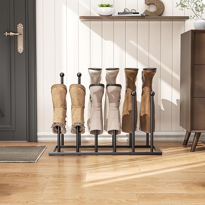 pickpiff Free Standing Shoe Racks - Black Metal Boot Rack for Dorm Room, Closet, Entryway, Bedroom, Patio Outdoor, Hallway, Black, Shoe Storage Fit for 6 Pairs