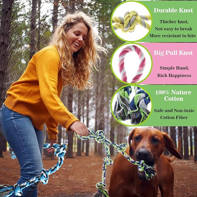 Rope Toy for Dogs, 2 Pack Large Dog Rope Toys for Aggressive Chewers, Heavy Duty Dog Toys for Large Medium Breed, Indestructible Tough Rope Chew Toys Tug of War Dog Toy Teeth Cleaning