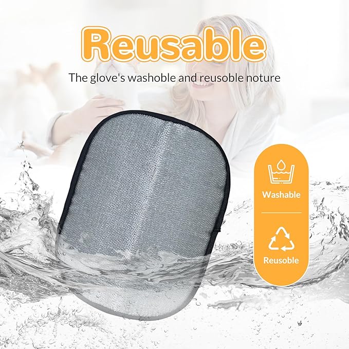 Pet Hair Removal Gloves, Electrostatic Pet Hair Grooming Gloves for Cat & Dog, Reusable for Couch, Clothing,Furniture, Carpet,Bed,Curtain - 2 PCS