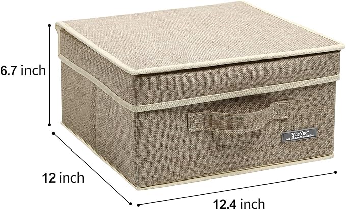 YueYue Foldable Fabric Closet Organizer Bins Box Storage - 2 Pack 12.4 X 12 X 6.7 Inch Storage Bins With Lids Boxes Linen - Bins Storage Box Collapsible Cloth Pack Lid
