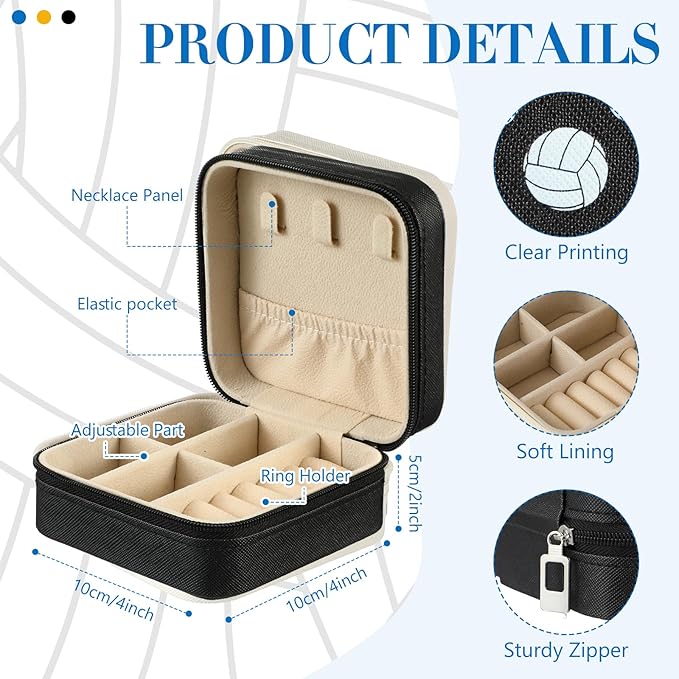 12 Pcs Volleyball Gifts for Team Bulk Volleyball Jewelry Box Small Portable Case for Team Coach Supplies (Black)