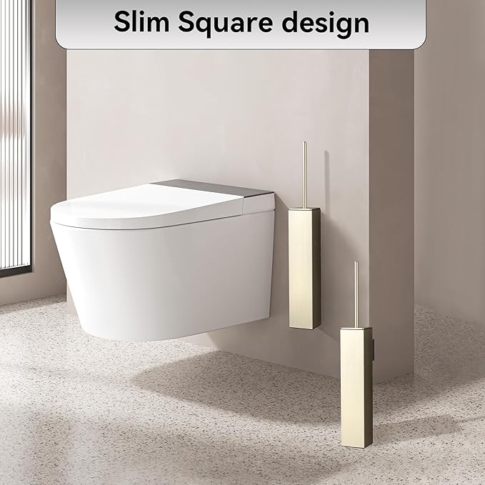 Brushed Gold Toilet Brush with Holder,Durable Cleaning Toilet Bowl Brushes with Holders