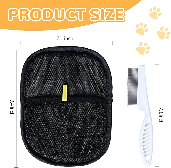 Pet Hair Removal Gloves, Electrostatic Pet Hair Grooming Gloves for Cat & Dog, Reusable for Couch, Clothing,Furniture, Carpet,Bed,Curtain - 2 PCS