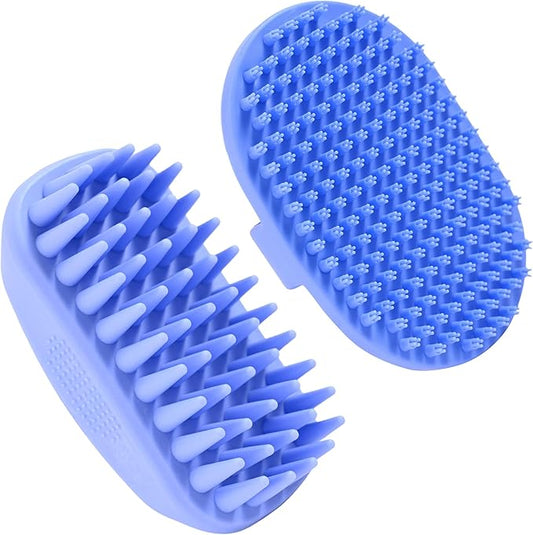 Dog Grooming Bath Brush, Pet Rubber Brush For Shower Scrubbing & Soothing Massage, Ideal for Long & Short Haired Dogs and Cats, Essential Puppy Grooming Accessories, 2 PACK [We Love Doodles]