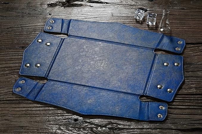 Leather Bedside Storage Tray - Jewelry Organizer for Girl's Key, Wallet, Coin Box - Travel PU Valet Tray (Dark Blue)