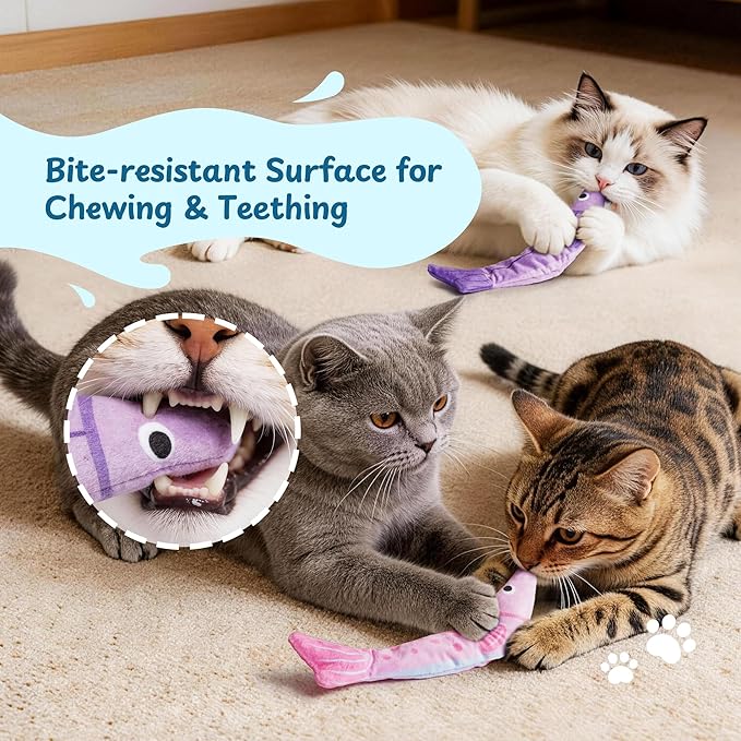 Catnip Toys, [9000mg] Extra Large Cat Toys for Indoor Cats, 100% Natural North American Catnip Floppy Fish, Crinkle Sound, Soft Cotton-Free Surface for Chewing, Teething & Kicking