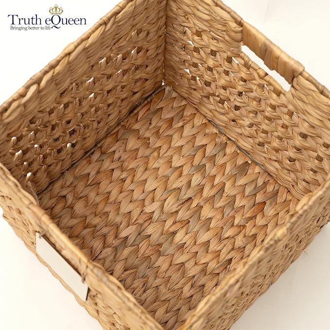 Water Hyacinth Storage Baskets For Shelves, 12x12 Cube Storage Organizer, Square Wicker Basket, Cube Organizer, Woven Basket, Canastas Para Organizar, Cestas Para Baskets For Shelveszar, 2 Pcs