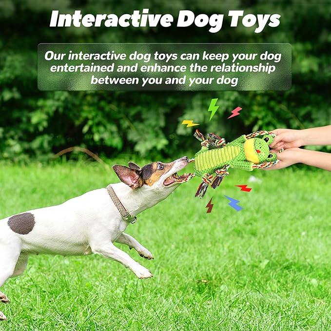 Plush Dog Toy with Crinkle Paper and Ropes - Small Interactive Puppy Toys for Medium to Large Dogs