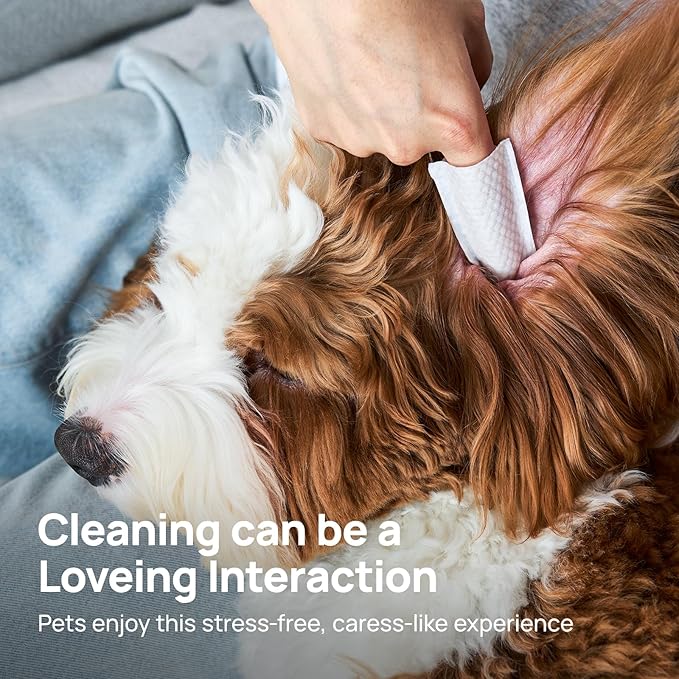 Dog Ear Cleaner Wipes, Dog Ear Infection Treatment, Hypoallergenic Ear Wipes Finger for Dogs & Cats, Gently Relief Ear Itching, Inflammation, Remove Wax, Dirt & Stop Smelly, 50 Count