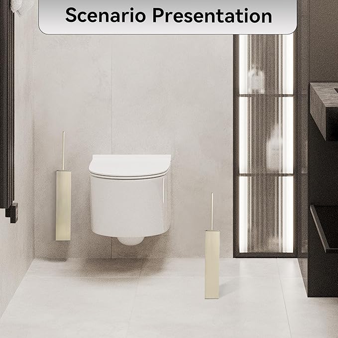 Brushed Gold Toilet Brush with Holder,Durable Cleaning Toilet Bowl Brushes with Holders