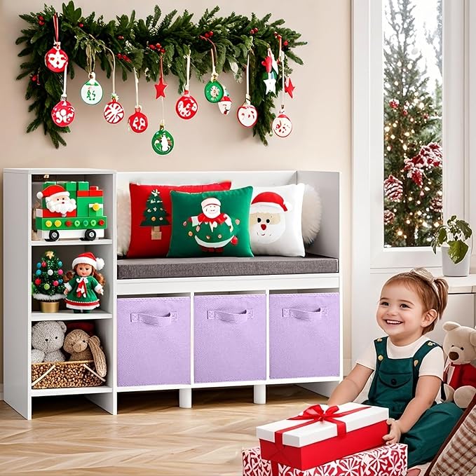 ShellKingdom Storage Bins, Foldable Fabric Storage Cubes And Cloth Storage Organizer Drawer For Closet And Toys Storage, 6 Pack (Lavender)